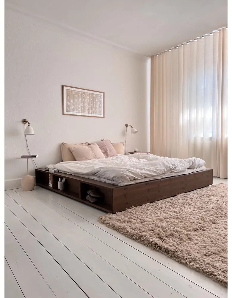 Letto matrimoniale marrone in legno di pino con griglia 140x200 cm Ziggy - Karup Design