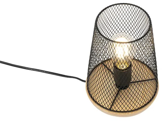 Lampada da tavolo di design nera con legno - Bosk