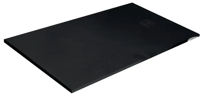 Piatto doccia in resina Strato nero L 160 x L 80 x H 3 cm opaco effetto pietra