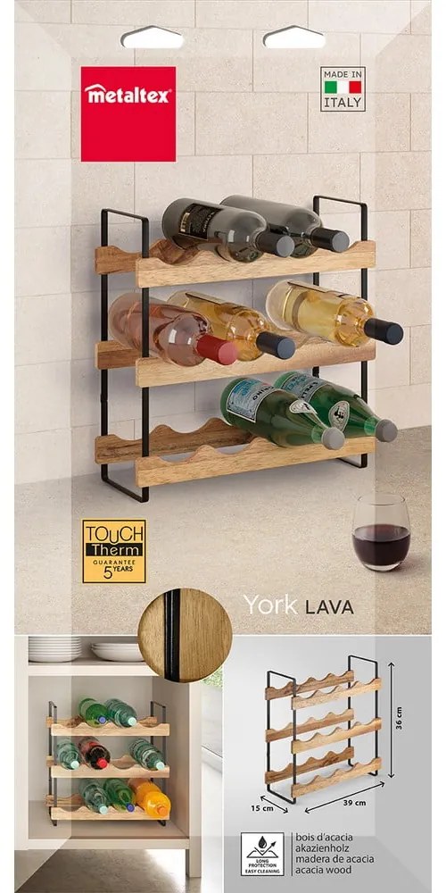 Portabottiglie per vino in legno numero di bottiglie 12 York – Metaltex