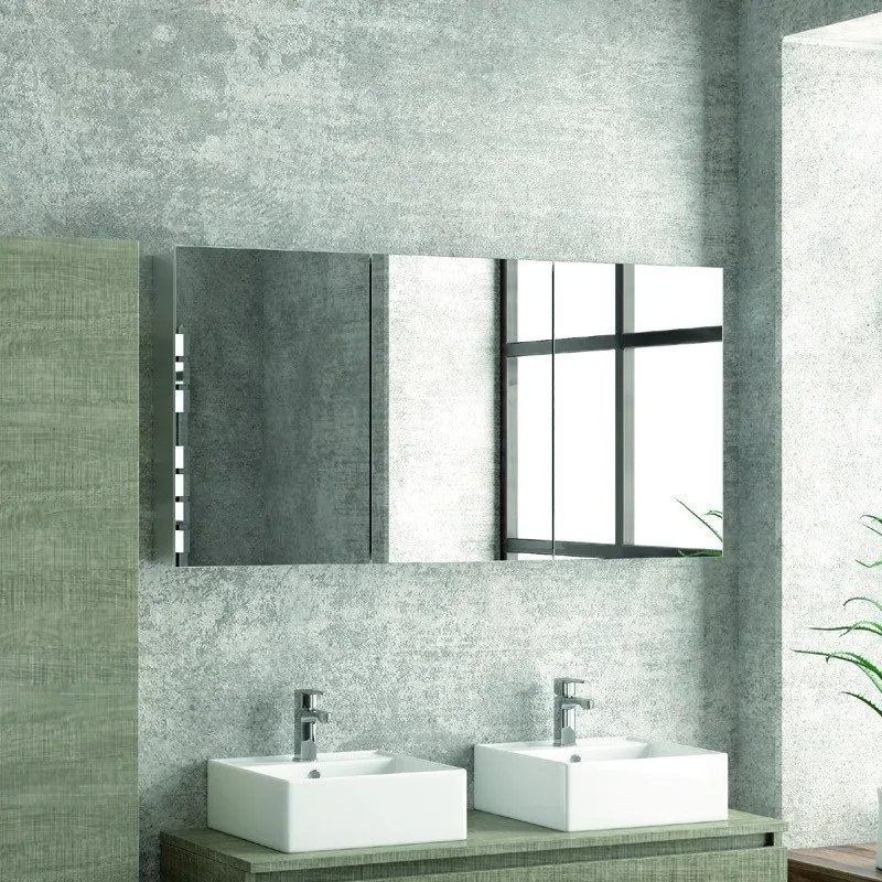 Composizione bagno 120cm sospesa con mobile specchio e colonna - KAMALU