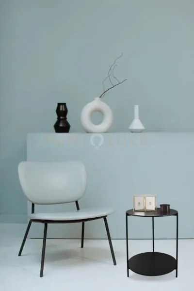 Paulina tavolino metallo nero mdf effetto marmo nero venature bianc...