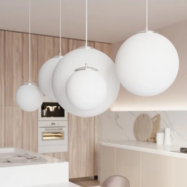 Sollux SL.0263 - Lampadario a cavo UGO 1xE27/15W/230V Ø 20 cm bianco/cromo lucido