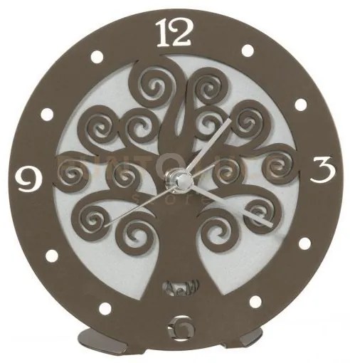 Bomboniera orologio albero della vita bianco e bronzo in ferro 13cm...
