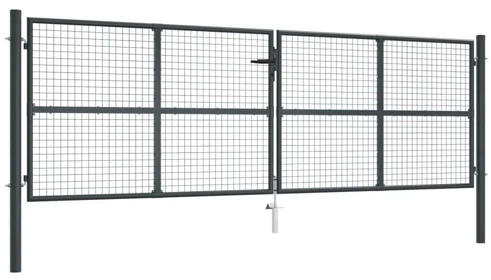 Cancello Per Giardino İn Acciaio Zincato Grigio 400x175 Cm /