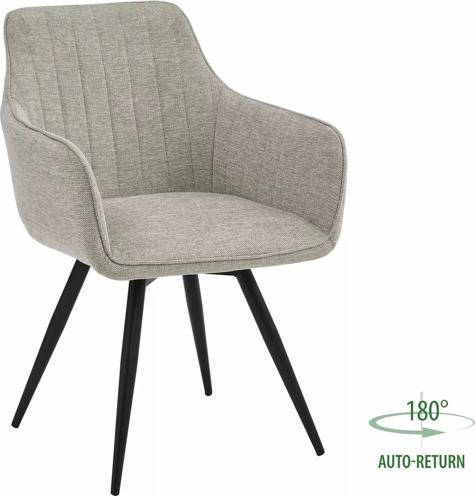 Sedia Ballo Brego con rotazione automatica 180° – tessuto beige chiaro e struttura in metallo nero opaco