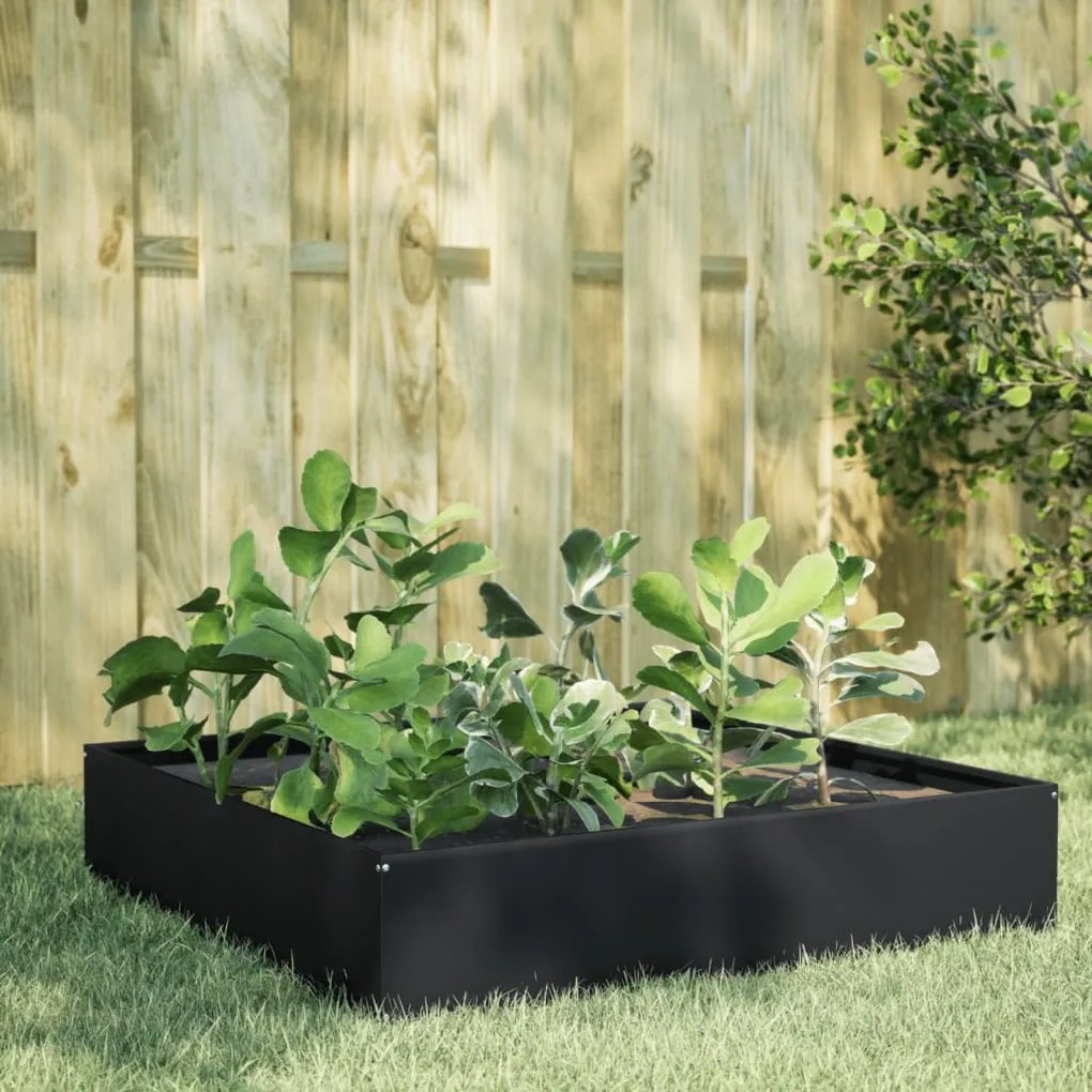 Fioriera Rialzata Da Giardino Nera 100x100x33,5 Cm İn Acciaio /