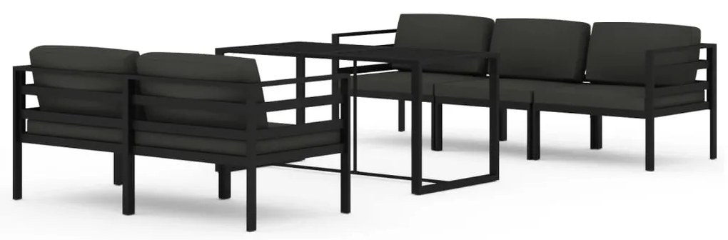 Set divani da giardino 6 pz con cuscini in alluminio antracite