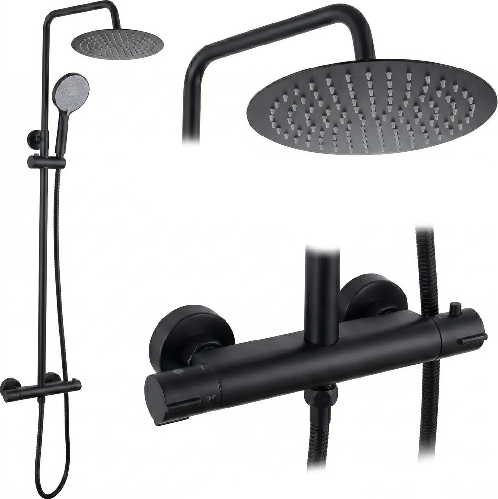 Set doccia senza bocca di erogazione con termostato Rea Lungo Black