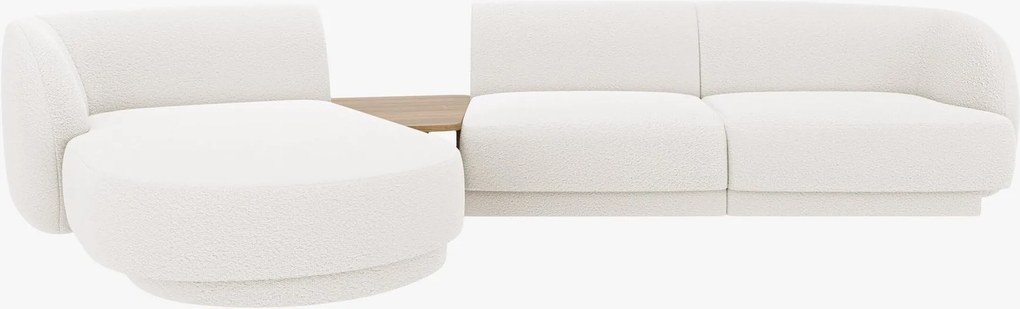 Divano angolare Miley 3 posti con tavolino integrato in bouclé – L303 cm