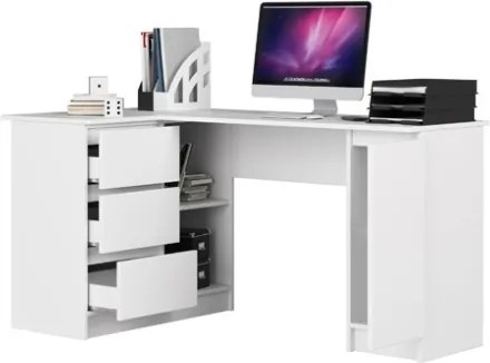 Scrivania Angolare 155 Cm 3 Cassetti Laterali A Sinistra Artika Bianca