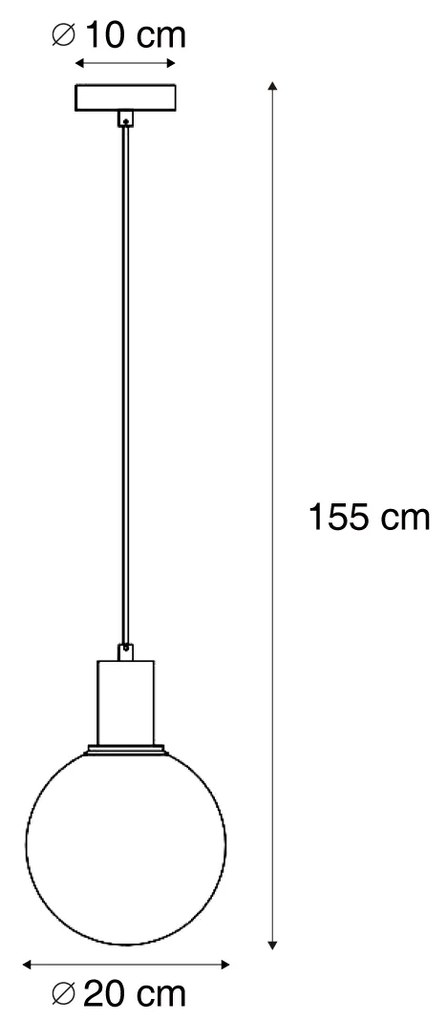 Lampada a sospensione di design nera con vetro trasparente 20cm - Mallon
