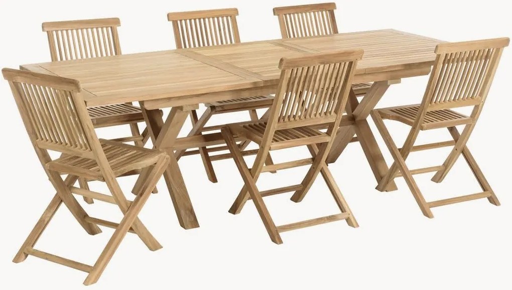 Set da giardino in legno di teak Fun, set da 7