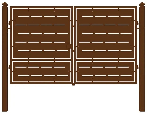 Cancello manuale con serratura elettrica Privacy in ferro, apertura centrale, L 308.5 x H 180 cm, di colore ruggine