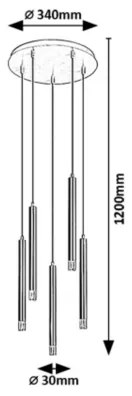 Rabalux 72360 - Lampadario a sospensione con filo RAMIRA 5xG9/5W/230V nero