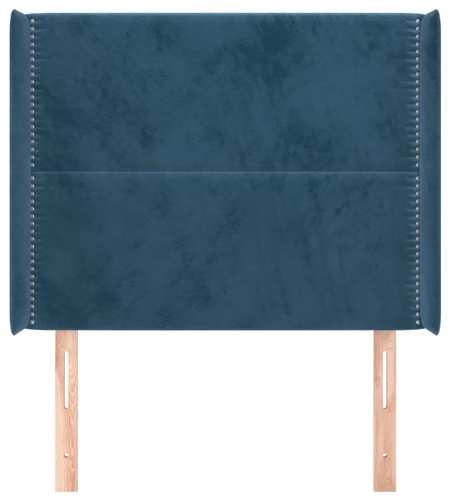 Testiera ad orecchio blu scuro 93x16x118/128 cm in velluto