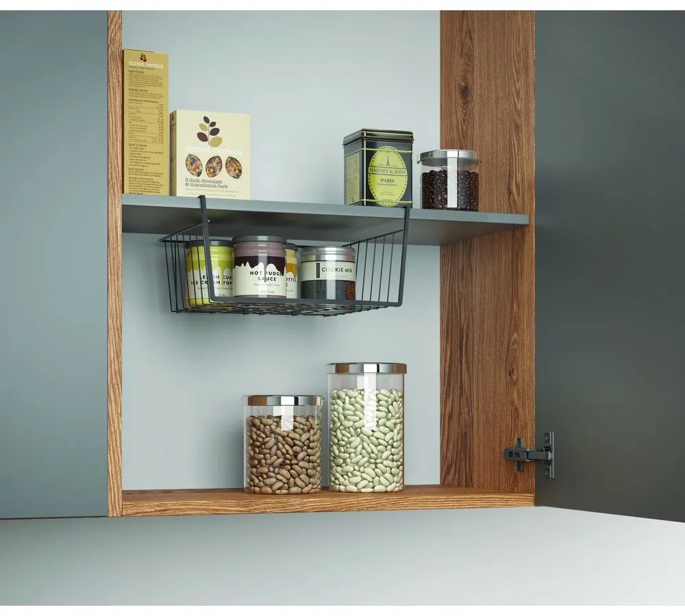 Cestino da cucina sospeso nero, lunghezza 30 cm - Metaltex