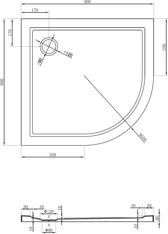 Mexen Flow piatto doccia semicircolare asimmetrico slim sinistro 90 x 80 cm, bianco lucido - 46Q108090L