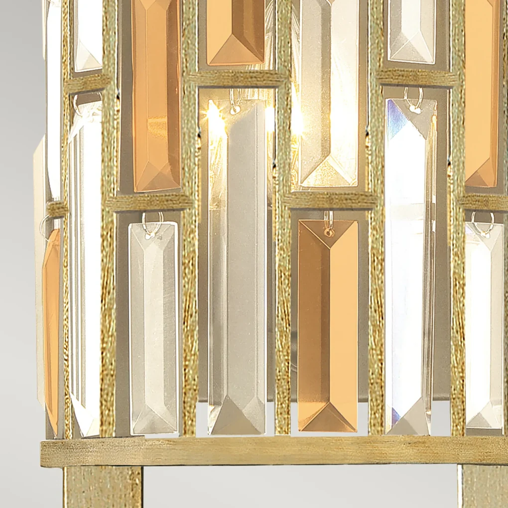 Applique Contemporanea Gemma Acciaio Foglia Argento Cristallo 2 Luci E14