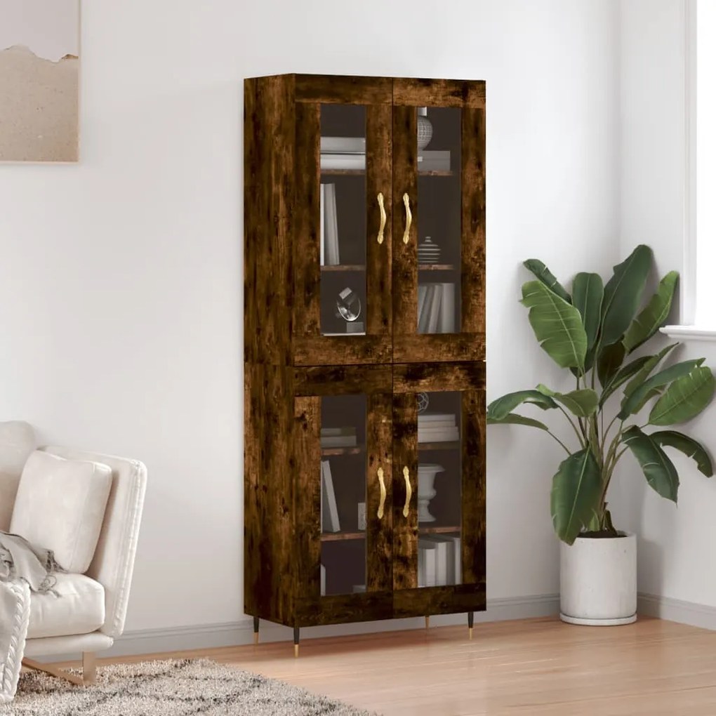 Credenza Rovere Fumo 69,5x34x180 Cm İn Legno Multistrato /