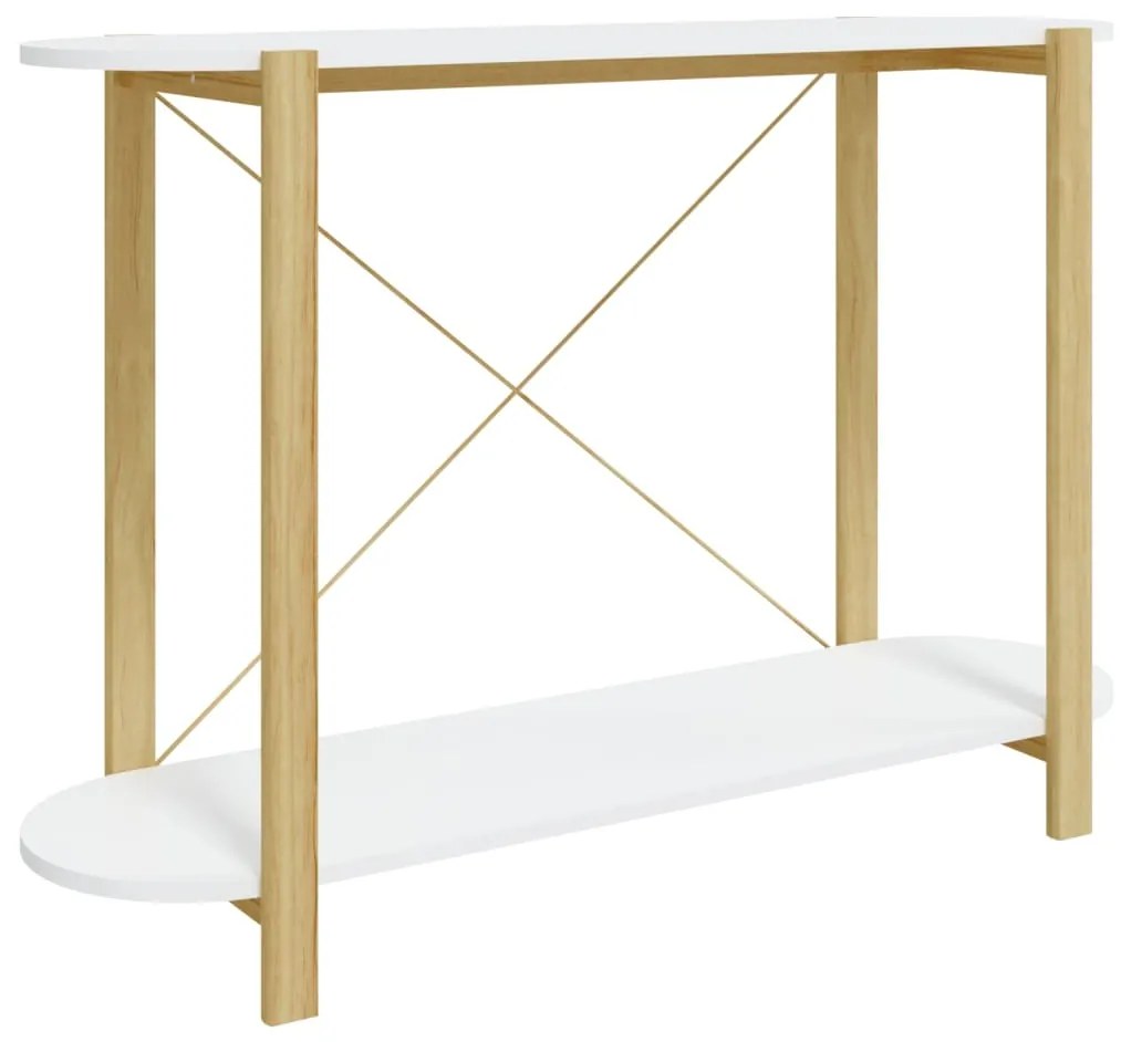 Tavolino consolle bianco 110x38x75 cm in legno multistrato