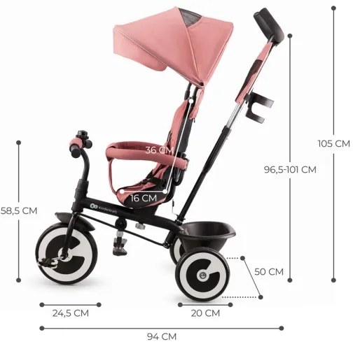 KINDERKRAFT - Triciclo per bambini ASTON Rosa rosa