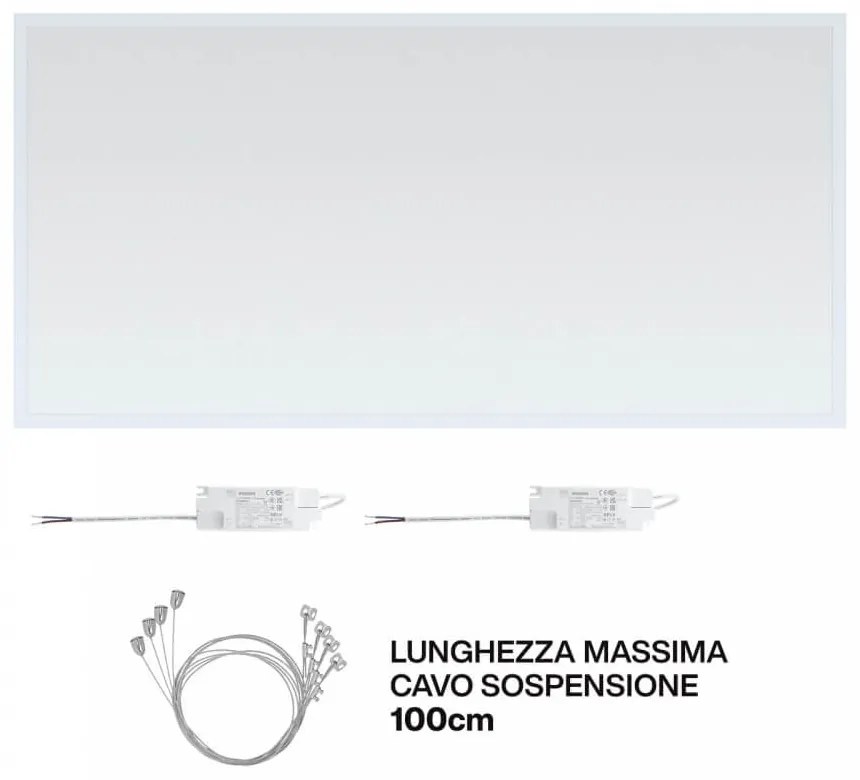 Pannello LED a Sospensione 120x60 88W 130lm/W UGR19 con driver Philips Colore Bianco Freddo 5.700K