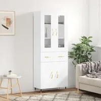 Credenza Bianco Lucido 69,5x34x180 cm in Legno Multistrato 3198515