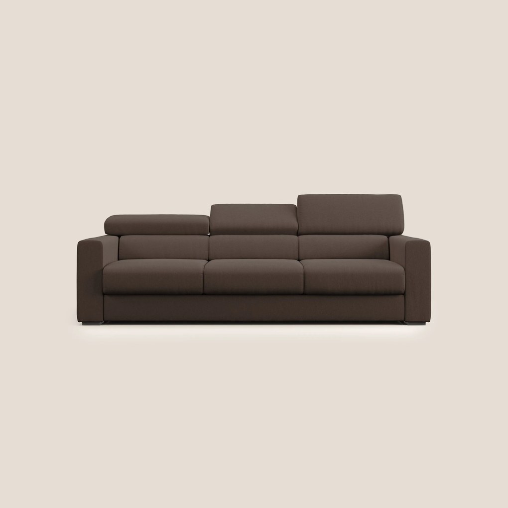 Dylan divano a 3 sedute con pouf estraibile poggiapiedi in tessuto simil cotone impermeabile T13