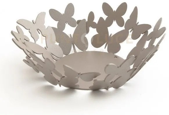 Bomboniera cestino farfalle tondo sabbia in ferro diametro13x5cmh