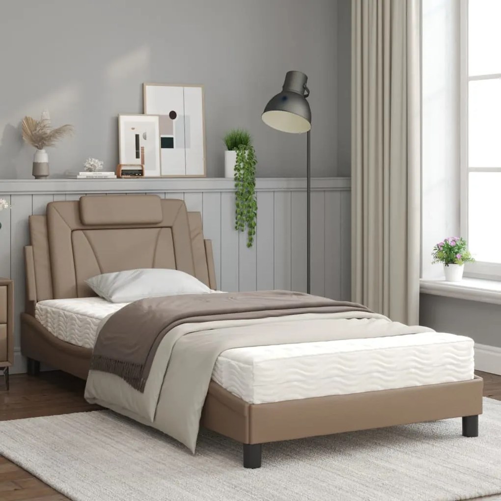 Letto con materasso cappuccino 100x200cm similpelle