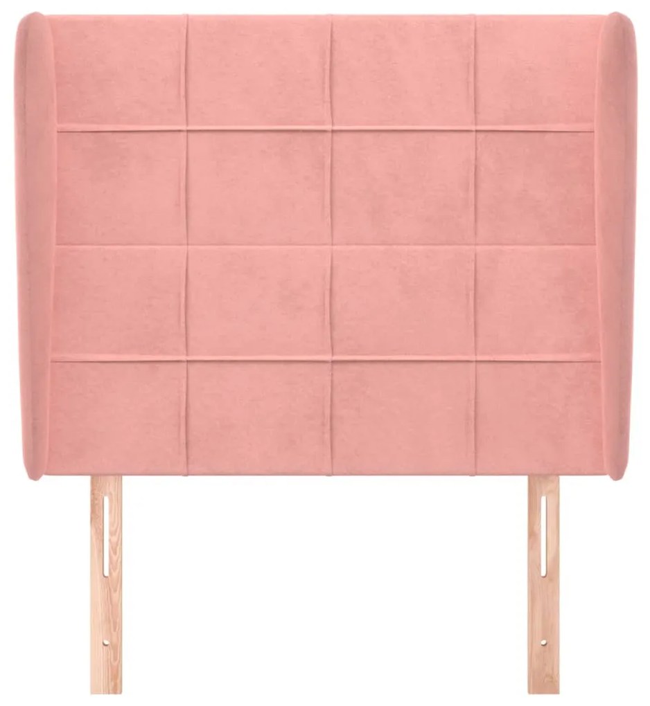 Testiera ad orecchio rosa 83x23x118/128 cm in velluto