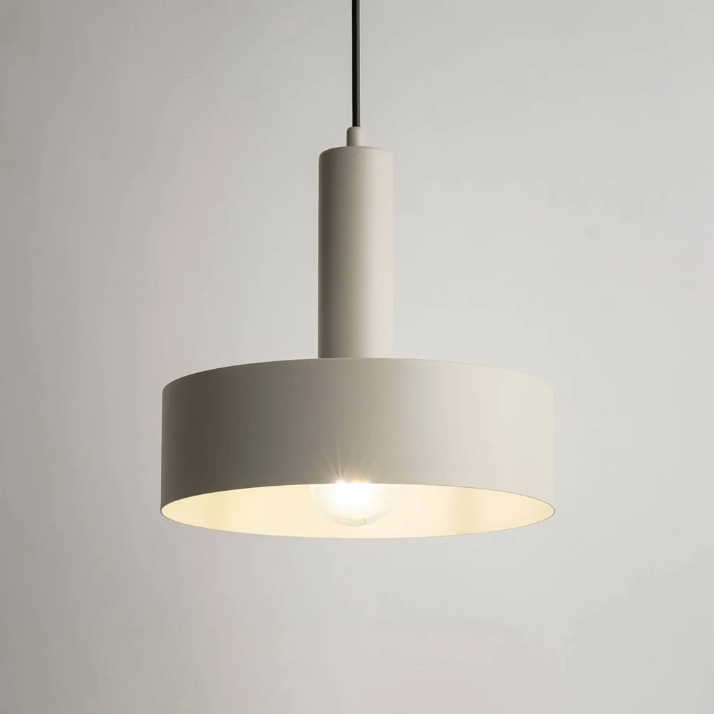 SIGMA Lampada a sospensione rotonda Vitrum, tortora, cilindrica, Ø 27 cm