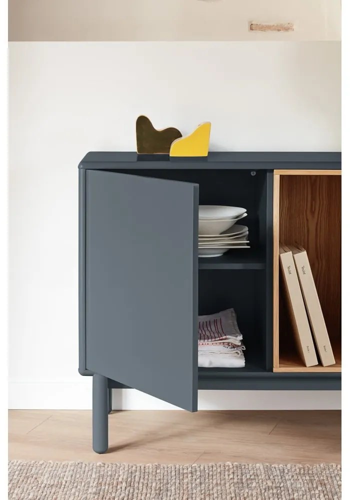 Cassettiera bassa grigio scuro 137x76 cm Corvo - Teulat