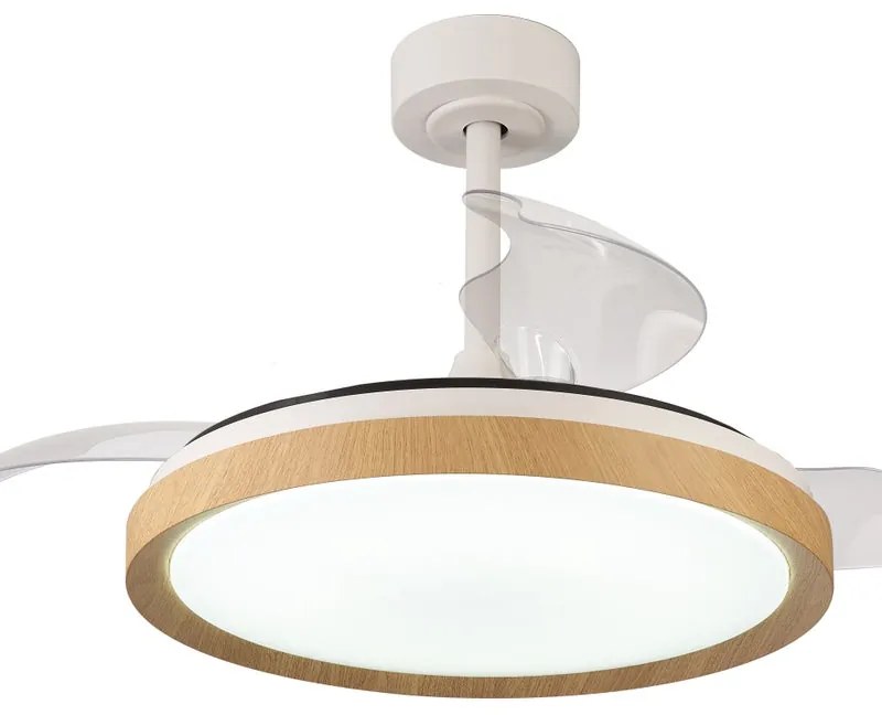 Ventilatore da soffitto Mistral legno, Ø 50 cm, CCT, dimmerabile, MANTRA IP20