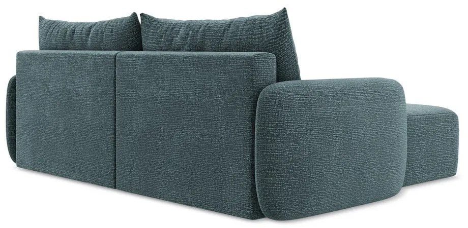 Divano angolare turchese allungabile/con contenitore (con penisola a sinistra) Kalena – Makamii