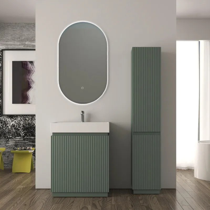 Mobile da bagno sottolavabo Cortina L70 X P45 X H 79cm, cannettato, verde opaco