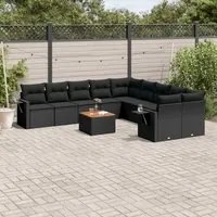 Set Divani da Giardino 11 pz con Cuscini in Polyrattan Nero 3257084