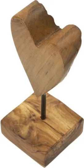 Scultura Cuore In Teak Ric. Cm 10X10X25 (Pezzi Unici - Non Rip. In Serie)