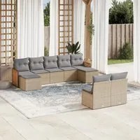 Set Divano da Giardino 9 pz con Cuscini Beige in Polyrattan 3260456