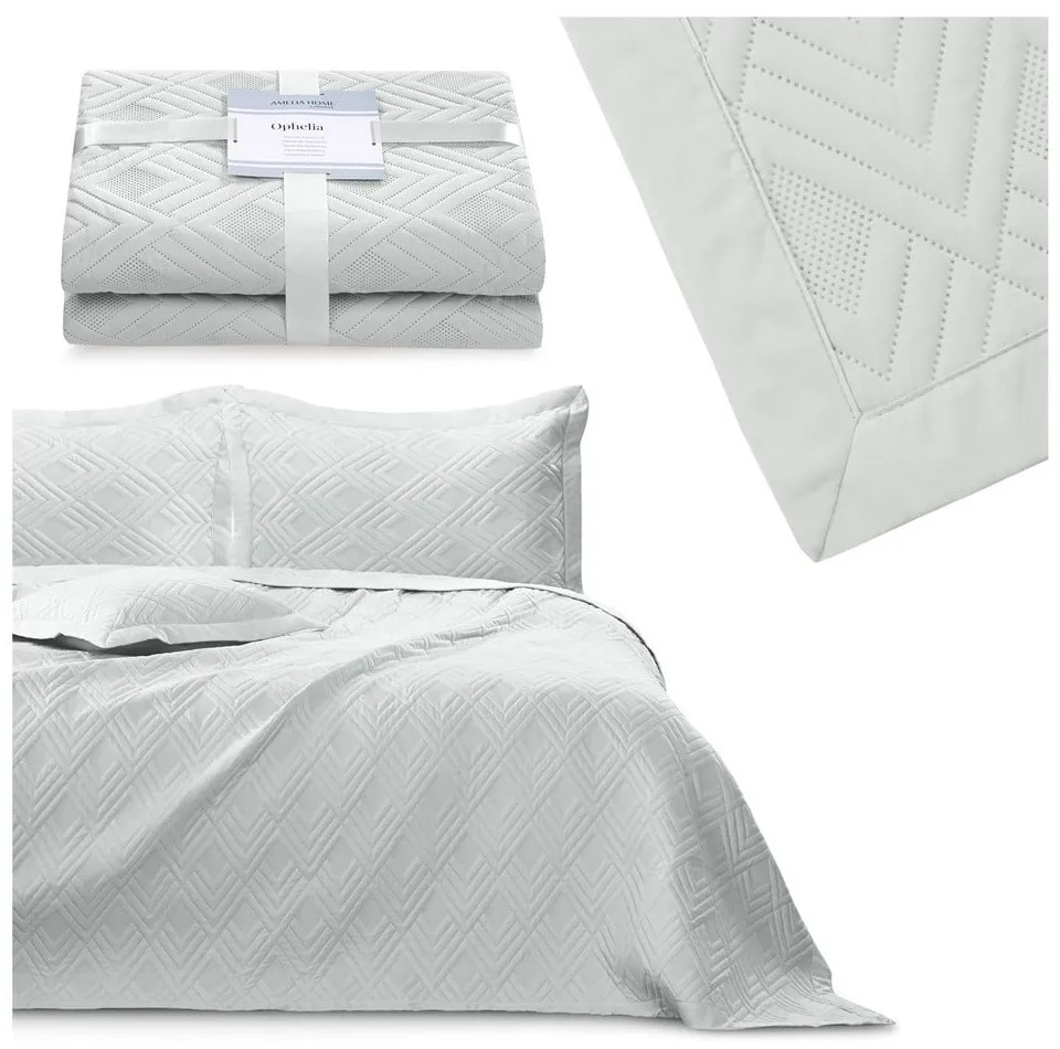 Copriletto grigio chiaro in microfibra con rivestimento trapuntato 170x210 cm Ophelia – Restilo