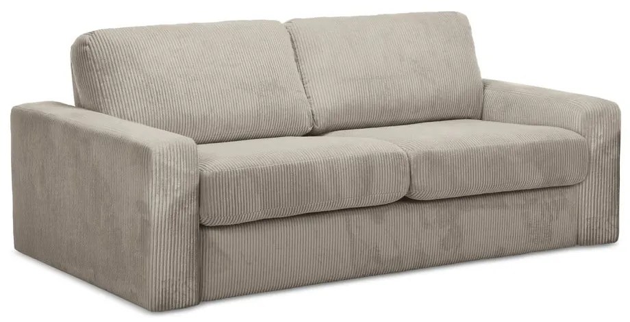 Divano marrone chiaro allungabile con rivestimento in velluto a coste 195 cm Nona – Makamii