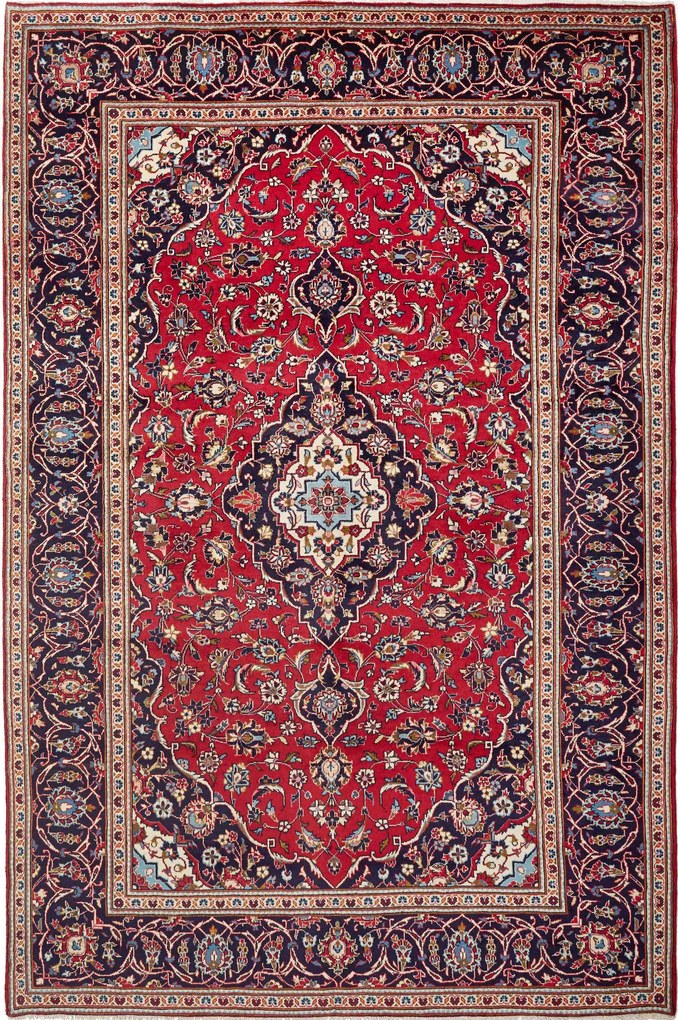 Kashan Tappeto 290x190 Rosso (Iran) Annodato A Mano