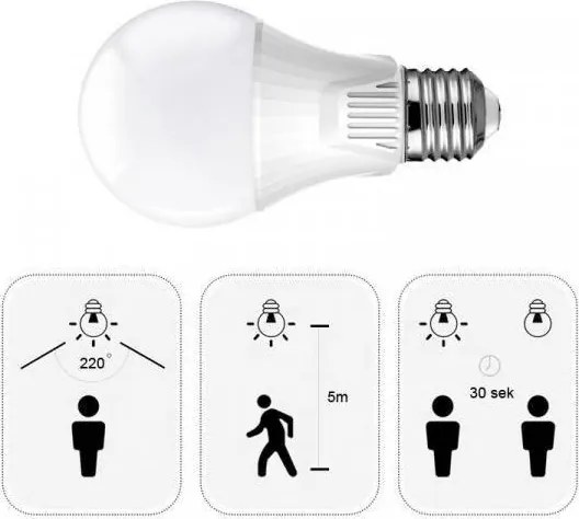 Lampadina LED con sensore E27/9W/230V 6500K
