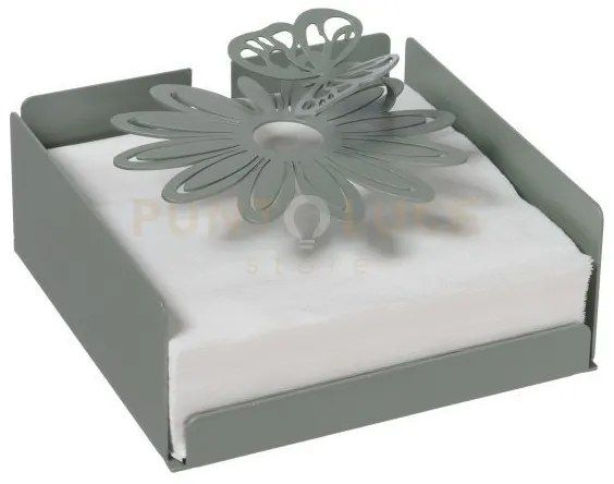 Porta tovaglioli margherite giada in ferro 17x17x12cmh