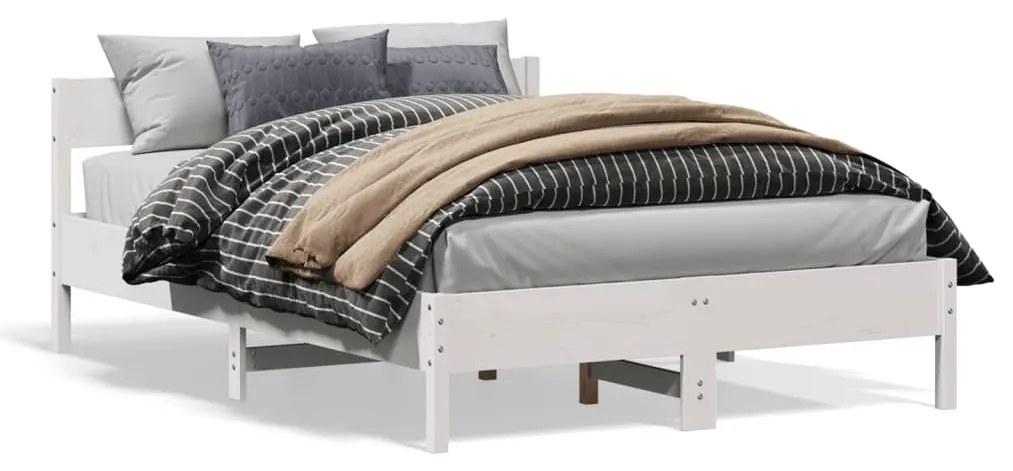 Letto Senza Materasso Bianco 140x200 Cm Legno Massello Di Pino /