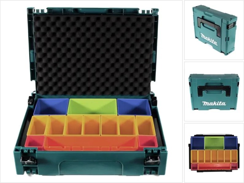 Makpac 1 valigetta sistema + inserto scatola con scatole colorate P-83652 + inserto coperchio in schiuma - Makita