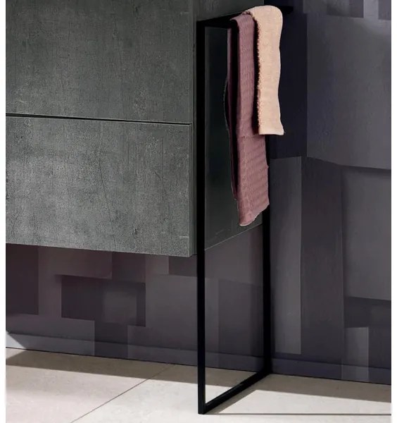 Porta asciugamani moderno da terra TOWEL in metallo laccato ANTRACITE
