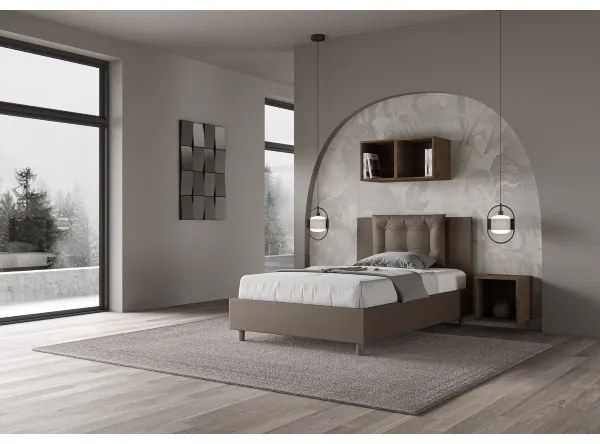 Letto una piazza e mezza con rete imbottito 120x200 similpelle cappuccino Annalisa