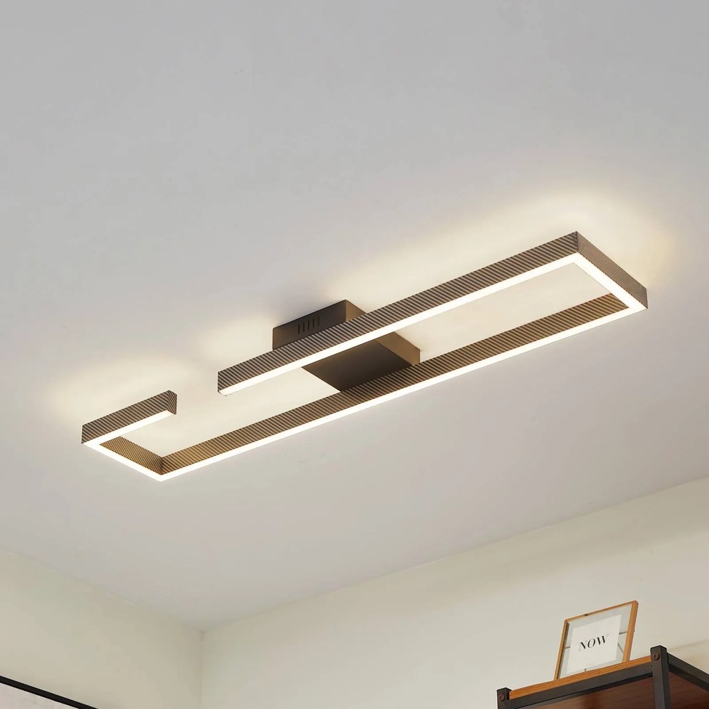 Lucande Plafoniera LED Yvor, 100 cm, nero, alluminio